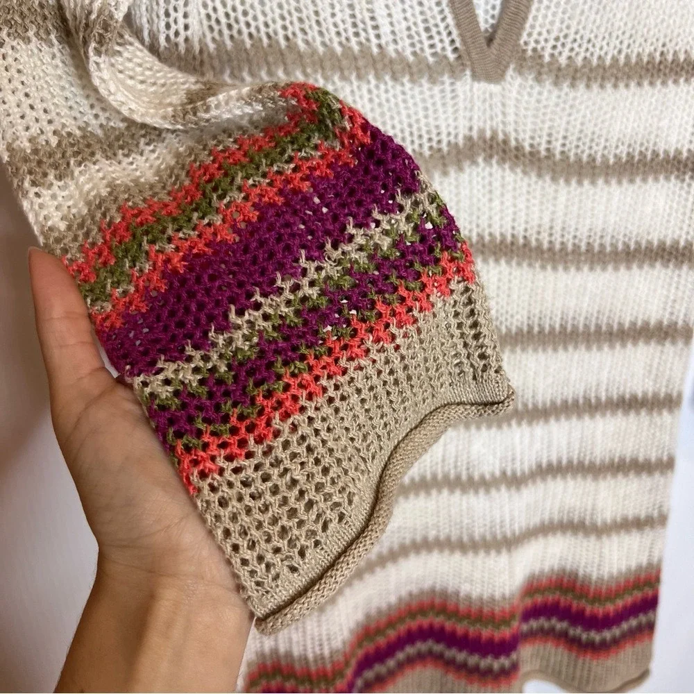 TOMMY BAHAMA Linen and Cotton‎ Blend Striped Knit Coverup Sweater. Size XS